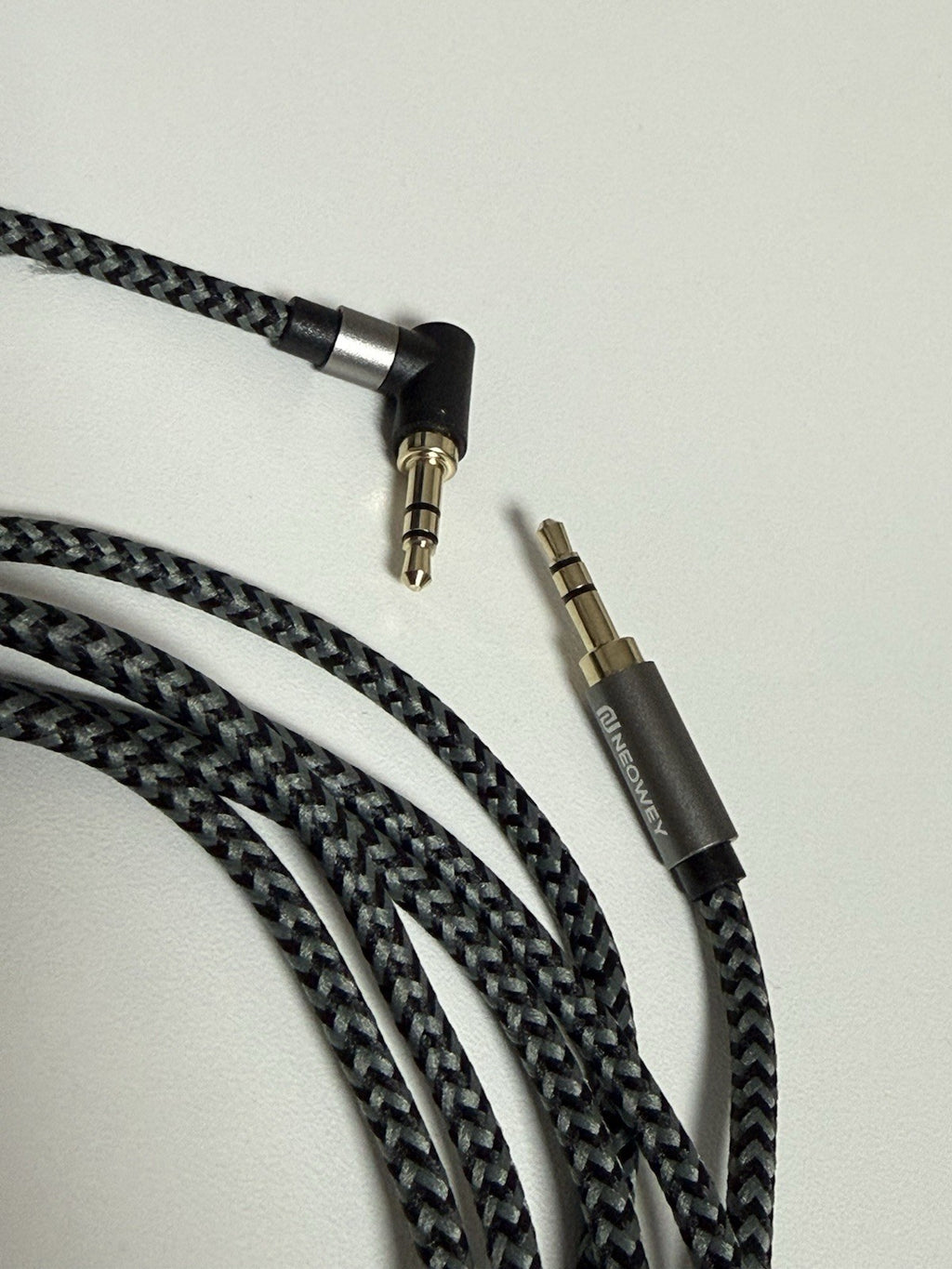 Klinke Kabel 0,5m 1m 2m Winkel 3,5mm Stereo Stecker 90° AUX Stoff Neu