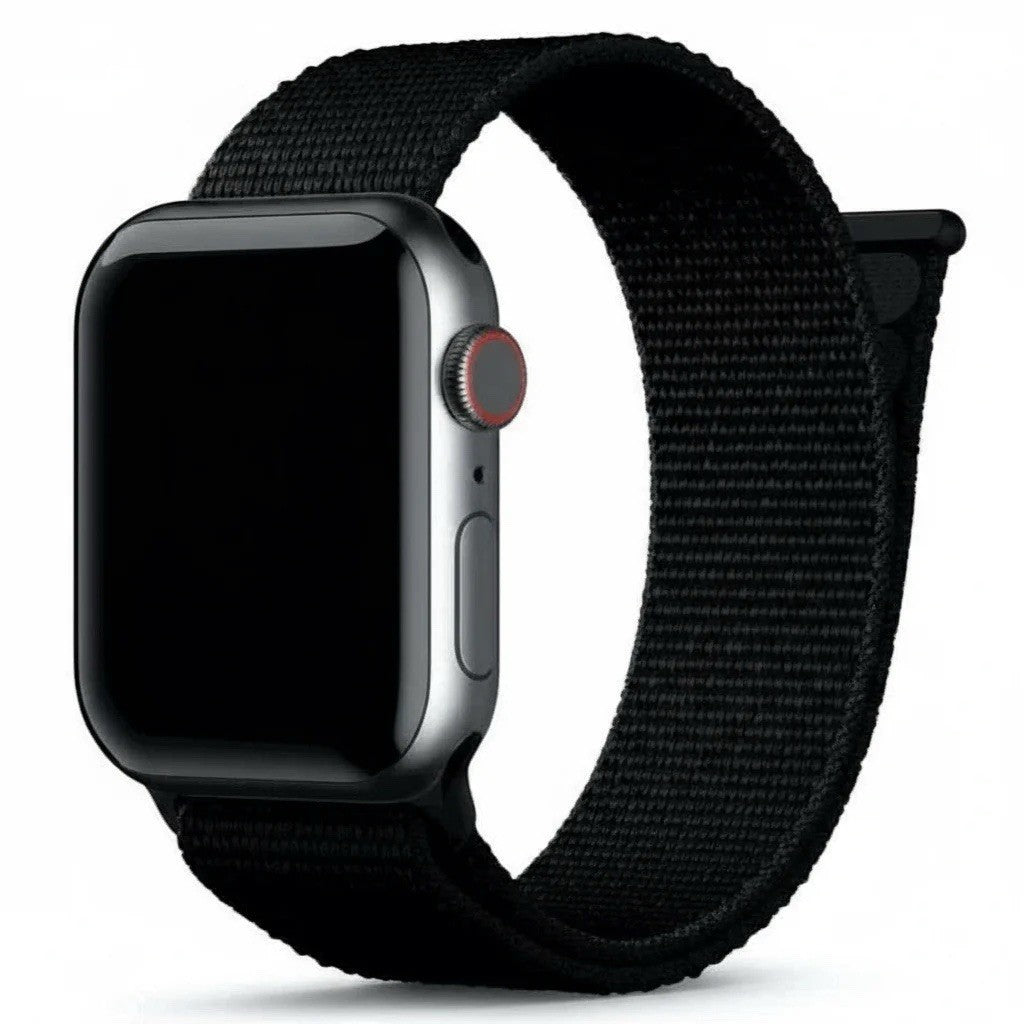 Apple Watch Armband Klett Stoff Schwarz Sport